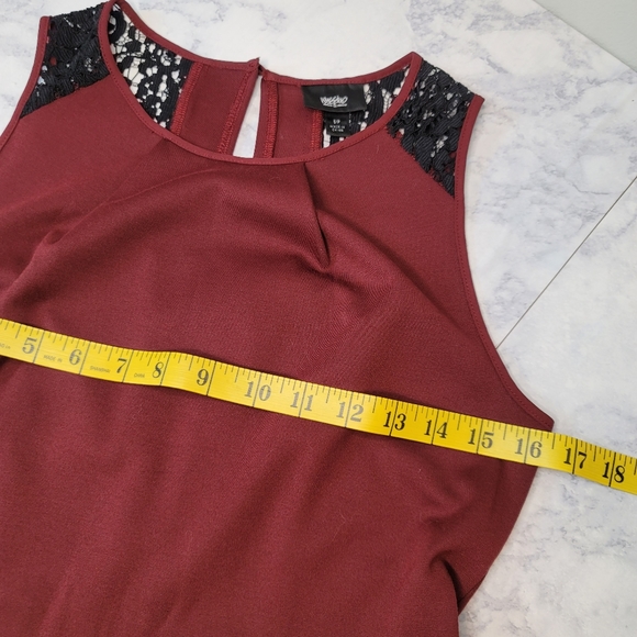 Mossimo Maroon Dress Sleeveless Black Lace Detail Small - Picture 8 of 11